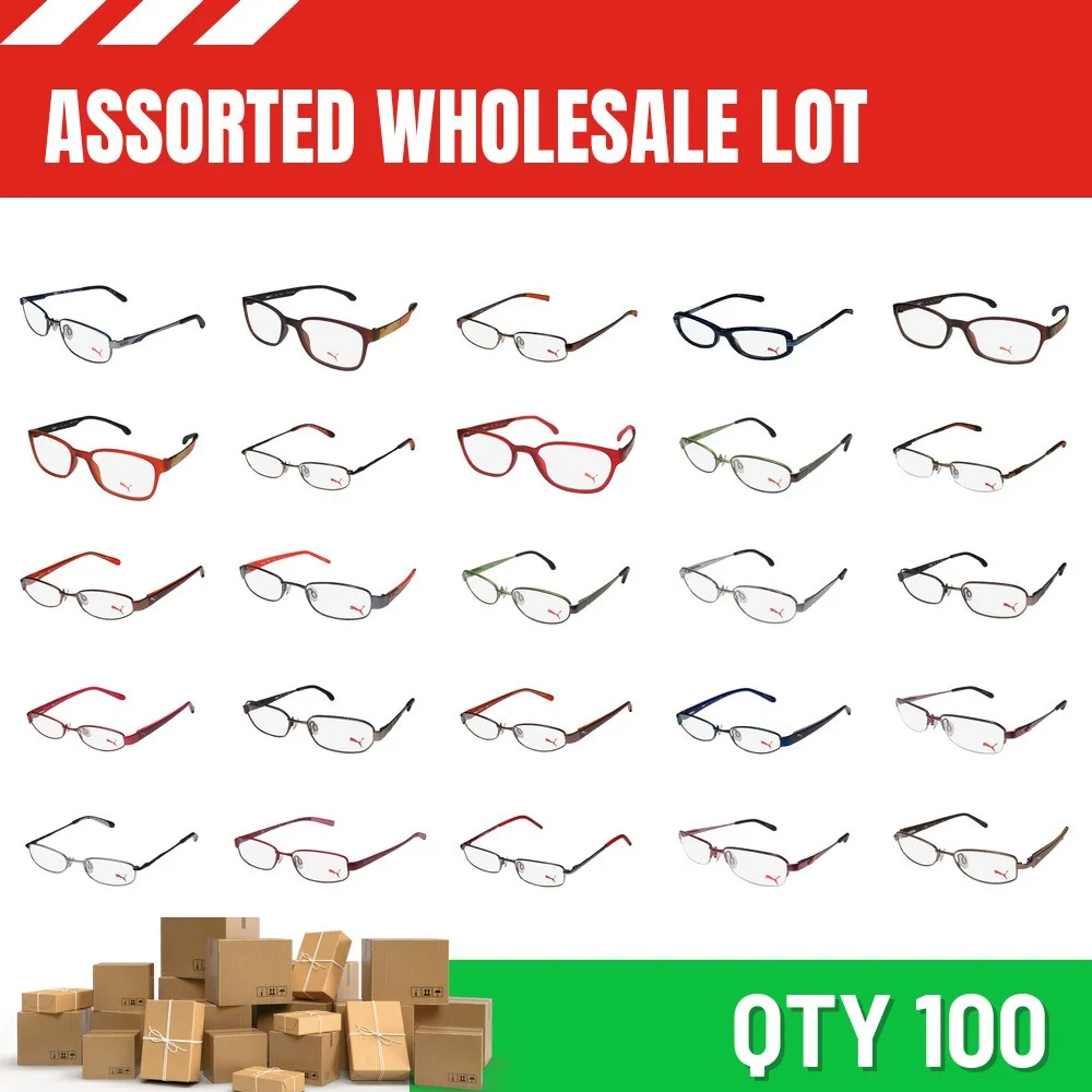 WHOLESALE ASSORTED LOT 100 PUMA EYEGLASSES brand name store clearance low priced